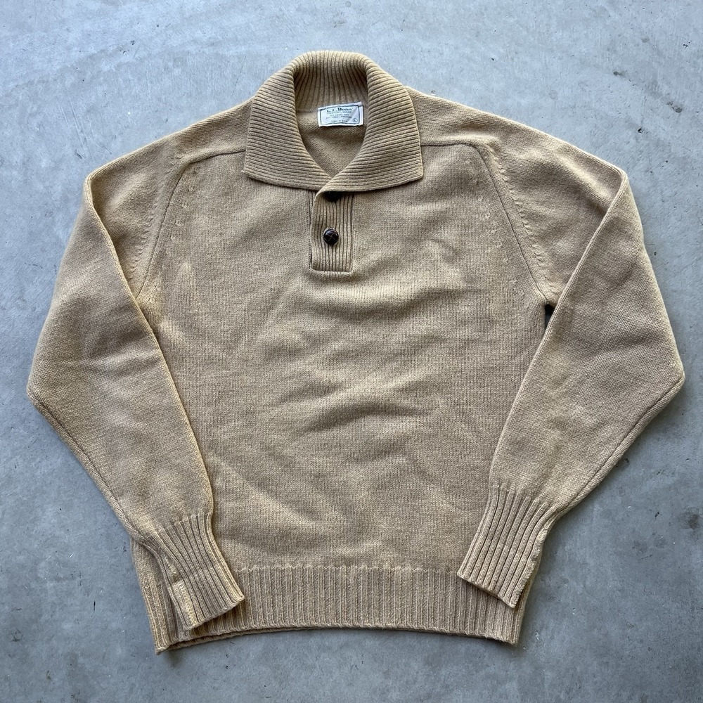 Vintage Men's Tan L.L. Bean Lambswool And Pure Camel hair Knit Sweater Large
